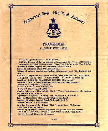 1936 Regimental Day Program - side 1