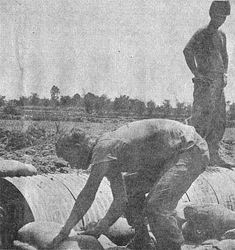 Laying sandbags