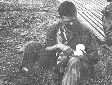 1Lt. William Ervin cares for mascot