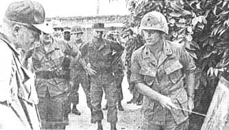 Secretary of Army Stanley Resor briefed by 4/23 LTC G.E. Taylor