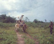 Sgt. Alan Redner stopping ox cart